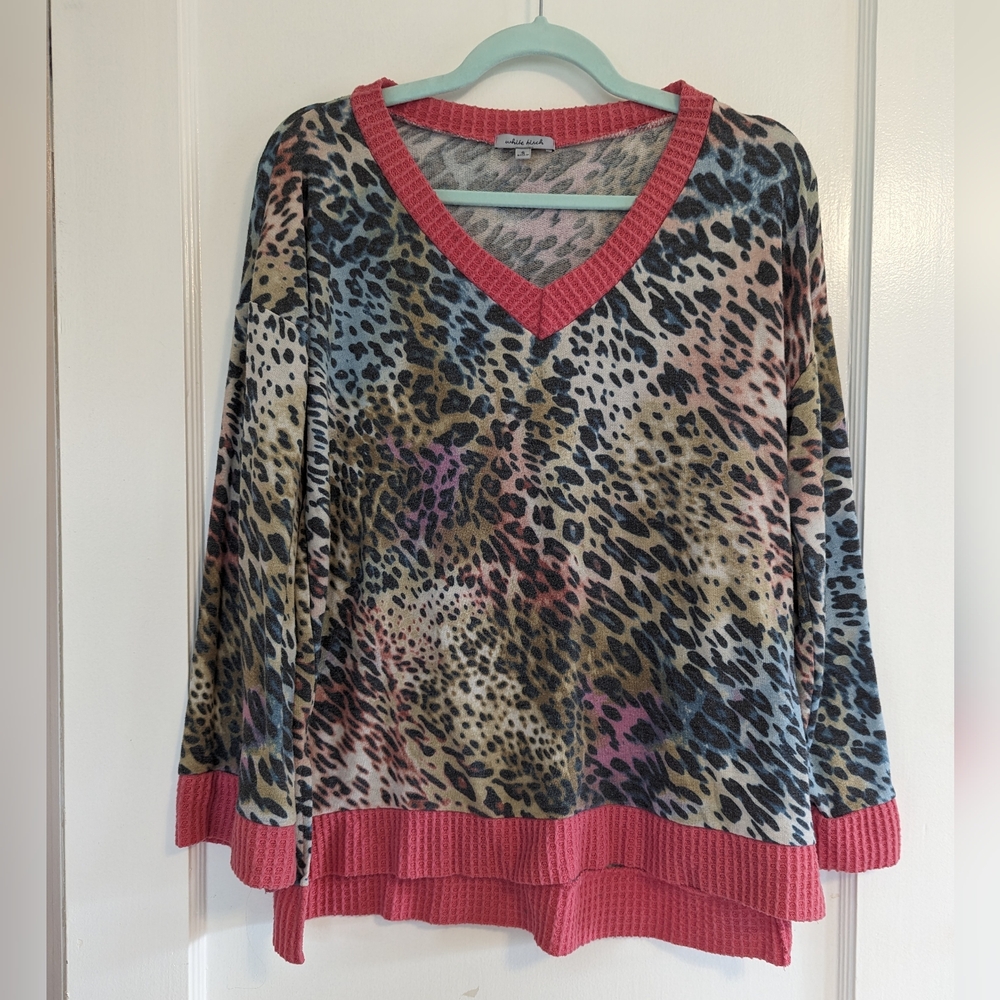 White birch leopard multicolor top, small